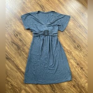 Gray Women's Dress with Belted Detail
